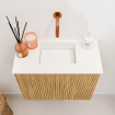 Mondiaz JOYA 50cm toiletmeubel - kleur Oak - Wastafel FAYE positie Midden Zonder kraangat kleur Talc. SW1421098