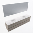 Mondiaz VICA ensemble de meuble de salle de bain - 200cm - meuble sous-vasque marron clair gris - 4 tiroirs - lavabo lune double - sans trous de robinet - couleur talc - miroir LED - version XL 60cm de haut SW1091463