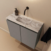 MONDIAZ TURE-DLUX Meuble toilette - 60cm - Smoke - EDEN - vasque Glace - position centrale - sans trou de robinet SW1103540