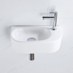 QeramiQ Fuente Ensemble de lave-mains - 40x21.5x12cm - droit - lisse - semi-circulaire - 1 trou de robinet - céramique - robinet de lavabo chromé - bouchon de vidage - siphon abaissé - Blanc Brillant SW1232783