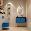MONDIAZ TURE-DLUX Meuble toilette - 80cm - Jeans - EDEN - vasque Opalo - position centrale - 1 trou de robinet SW1104347