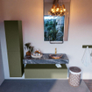 Mondiaz ALAN-DLUX Ensemble de meuble - 120cm - meuble Army mat - 1 tiroir - Lavabo Cloud Lava suspendu - vasque Droite - 1 trou de robinet SW808641