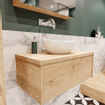MONDIAZ LUSH Ensemble de meuble salle de bain - 80cm - 1 tiroir - lavabo BARCO - vasque centrale - 0 trous de robinet - chêne blanchi SW409512