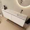 MONDIAZ TURE-DLUX Meuble de toilettes 120 cm Talc. Lavabo EDEN Opalo position droite. Sans trou de robinet. SW1104146