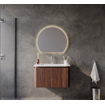 Royal Plaza Terra Badkamermeubelset - 80x46.2x46cm - keramische wastafel wit glans - 1 wasbak - 1 kraangat - 2 lades - kastanje (walnoot) SW1441230