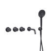 Fortifura Nebbio Ensemble combiné baignoire - mitigeur thermostatique - coude mural avec support de douchette - flexible de douche métallique - douchette ronde - bec - gunmetal SW1238045