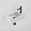Saniclass Fuente Ensemble fontaine - 40x22x10cm - trou de robinet à droite - robinet fontaine noir mat - bouchon de vidange - siphon abaissé - beige mat SW1445931