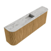 Mondiaz JOYA-DLUX 123.2cm toiletmeubel - ronding links en rechts kleur Oak - Wastafel FAYE positie Midden 1 kraangat kleur Glace. SW1422074