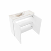 MONDIAZ TURE-DLUX Meuble toilette - 60cm - Talc - EDEN - vasque Frappe - position gauche - 1 trou de robinet SW1102588