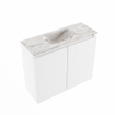 MONDIAZ TURE-DLUX Meuble toilette - 60cm - Talc - EDEN - vasque Glace - position centrale - 1 trou de robinet SW1103087