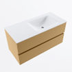 Mondiaz VICA Ensemble de meuble de salle de bain - 100cm - meuble sous-vasque oro - 2 tiroirs - lavabo cloud droite - 1 trou de robinet - version haute de 60cm - talc SW1084306