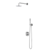 IVY Bond Ensemble de douche pluie - encastrable - inverseur 2 voies avec arrêt - bras mural 40 cm - pomme de douche slim 20 cm ronde - support avec sortie - flexible de douche 150 cm - douchette stick - Chrome SW1032487