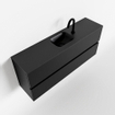 MONDIAZ ADA Meuble de toilettes - 120x30x50cm - 1 trou de robinet - 2 tiroirs - urban mat - vasque au centre - Solid surface - Noir SW472879