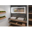 Looox Wood collection Solo plan sous vasque - 100x46cm - Avec suspension inox brossé - Chêne massif gris ancien SW108674