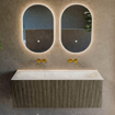 Mondiaz KURVE-DLUX Ensemble de meuble de salle de bains - 120x46x40cm - 1 tiroir - vasque solid surface - au centre - sans trou de robinet - Shadow SW1414488