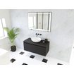 HR badmeubelen Matrix 3D badkamermeubelset 100cm 1 lade greeploos met greeplijst in kleur Zwart mat met bovenblad zwart mat SW857061