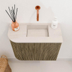 Mondiaz JOYA-DLUX Meuble de toilette - 51,6 cm - arrondi gauche couleur Dusk - Lavabo FAYE position droite sans trou de robinet couleur Meli. SW1425838