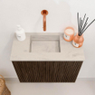 Mondiaz JOYA-DLUX Meuble de toilette 50cm - couleur Walnut - Lavabo FAYE position Gauche Sans trou de robinet couleur Opalo. SW1422577