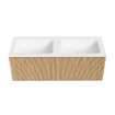 MONDIAZ KURVE 120cm Meuble salle de bain - couleur Oak - 1 tiroir - vasque CLOUD double - sans trous de robinet - Talc SW1138209