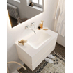 ENSEMBLE DE MEUBLE MONDIAZ VICA - 80cm - 2 tiroirs - lavabo Cloud au centre - 0 trous de robinet - solid surface lin SW411010