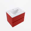 Mondiaz VICA ensemble de meuble de salle de bain - 60cm - meuble sous-vasque fire - 2 tiroirs - lavabo denia milieu - 1 trou de robinet - version haute de 60cm - blanc brillant SW1080314