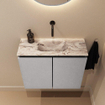 MONDIAZ TURE-DLUX Meuble toilette - 60cm - Plata - EDEN - vasque Glace - position centrale - sans trou de robinet SW1103427