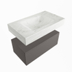 Mondiaz ALAN-DLUX Ensemble de meuble - 80cm - meuble Dark grey mat - 1 tiroir - Lavabo Cloud Opalo suspendu - vasque Centre - 1 trou de robinet SW806282