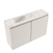 MONDIAZ TURE-DLUX Meuble toilette - 80cm - Linen - EDEN - vasque Frappe - position gauche - 1 trou de robinet SW1102877