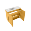 MONDIAZ TURE-DLUX Meuble toilette - 60cm - Ocher - EDEN - vasque Ostra - position gauche - sans trou de robinet SW1104974