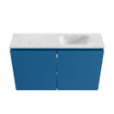 MONDIAZ TURE-DLUX Meuble toilette - 80cm - Jeans - EDEN - vasque Opalo - position droite - sans trou de robinet SW1104374