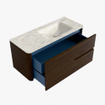 Mondiaz CIRO-DLUX Meuble de salle de bains - 110x45x50cm - Vasque solid surface Ostra - 1 bassin à droite - sans trous de robinet - 2 tiroirs - Noyer SW1530343