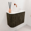 Mondiaz JOYA 51.6cm toiletmeubel - ronding links kleur Shadow - Wastafel FAYE positie Rechts Zonder kraangat kleur Talc. SW1421432