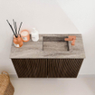 Mondiaz JOYA-DLUX 60cm toiletmeubel - kleur Walnut - Wastafel FAYE positie Rechts 1 kraangat kleur Oza. SW1424564