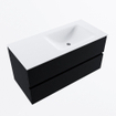 MONDIAZ VICA meuble sous lavabo 100cm Urban 2 tiroirs. Lavabo CLOUD droit 1 trou de robinet, couleur Talc. SW1381954