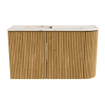 Mondiaz JOYA-DLUX Meuble de toilette 71,6cm - arrondi droit couleur Chêne - Vasque FAYE position Gauche 1 trou de robinet couleur Nata SW1424032