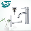 FugaFlow Eccelente Sobrado Slim Slim Kit mitigeur lavabo - robinet bas - bonde clic clac - siphon design - Chrome brillant SW1124346