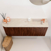 Mondiaz JOYA-DLUX Meuble de salle de bains 101,6cm - arrondi gauche couleur Ruby - Vasque FAYE position Droite 1 trou de robinet couleur Frappe SW1423508