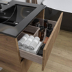 Adema Chaci Ensemble de meuble - 60x46x57cm - 1 vasque en céramique noire - 1 trou de robinet - 2 tiroirs - armoire de toilette - cannelle SW856556