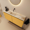 MONDIAZ TURE-DLUX Meuble toilette - 100cm - Ocher - EDEN - vasque Frappe - position centrale - sans trou de robinet SW1102892