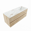 MONDIAZ VICA-DLUX Ensemble meuble de salle de bains - 120cm - meuble bas Washed oak - 2 tiroirs - lavabo encastré cloud à droite - sans trous de robinet - version haute 60cm - frappe SW1088761