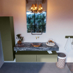 Mondiaz ALAN-DLUX Ensemble de meuble - 150cm - meuble Army mat - 2 tiroirs - Lavabo Cloud Lava suspendu - vasque Centre - 0 trous de robinet SW808646