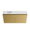 MONDIAZ TURE-DLUX 100cm toiletmeubel Oro. EDEN wastafel Opalo positie links. Met 1 kraangat. SW1104456