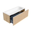 MONDIAZ KURVE 110cm Meuble salle de bain - couleur Oak - 1 tiroir - vasque BIG MEDIUM centre - 1 trou de robinet - Talc SW1138223