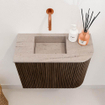Mondiaz JOYA-DLUX 51.6cm toiletmeubel - ronding rechts kleur Walnut - Wastafel FAYE positie Links Zonder kraangat kleur Saba. SW1424681
