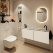 MONDIAZ TURE-DLUX Meuble de WC 120 cm Talc. EDEN vasque Opalo position droite. Avec 1 trou de robinet. SW1104125