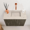 Mondiaz JOYA-DLUX 50cm meuble de salle de bains - couleur Shadow - Vasque FAYE position Droite Sans trou de robinet couleur Opalo. SW1422890