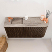 Mondiaz JOYA-DLUX Meuble de toilette 81,6cm - arrondi droit couleur Noyer - Vasque FAYE position Gauche 1 trou de robinet couleur Oza SW1424591