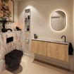 MONDIAZ TURE-DLUX Meuble toilette - 120cm - Washed Oak - EDEN - vasque Glace - position droite - 1 trou de robinet SW1103613