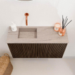 Mondiaz JOYA-DLUX 70cm meuble de toilette - couleur Walnut - Vasque FAYE position Gauche Sans trou de robinet couleur Saba. SW1424643
