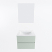 Mondiaz VICA ensemble de meuble de salle de bain - 60cm - meuble sous-vasque greey - 2 tiroirs - lavabo denia milieu - 1 trou de robinet - couleur Blanc Brillant - miroir LED - version XL 60cm de haut SW1091938